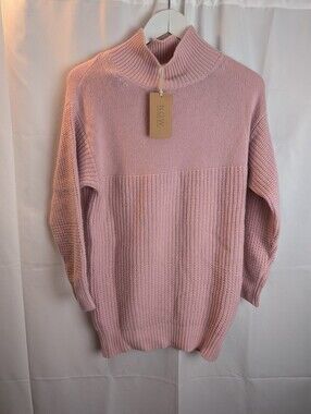 N.O.W. Pink Cashmere Blend Mock Neck Sweater Size M BNWT